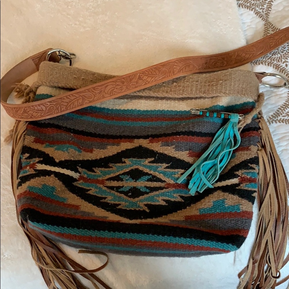 Western Wool fringe blanket purse.